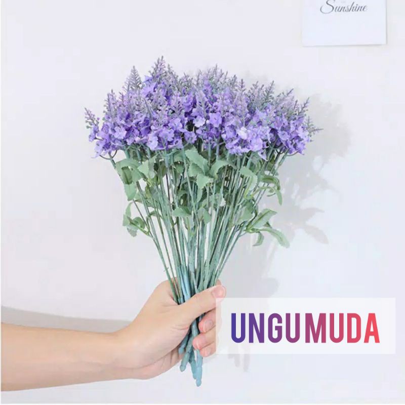 Bunga LAVENDER MINI Artificial / Bunga Plastik Hiasan Dekorasi-Ungu Muda