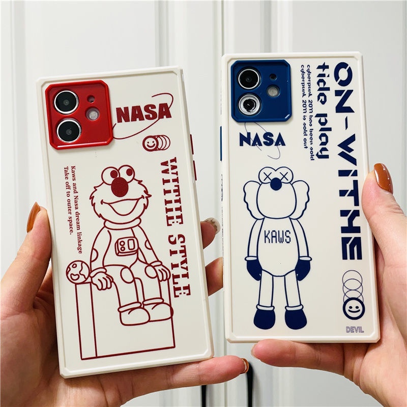 Two color nasa pattern phone Case for IPhone 11 12promax IPhone 7 8Plus Smooth SE X XS Cartoon Cute Anti-drop XR XSMAX Cute 11 11pro 11promax Soft Silicone mobile cover Hlna