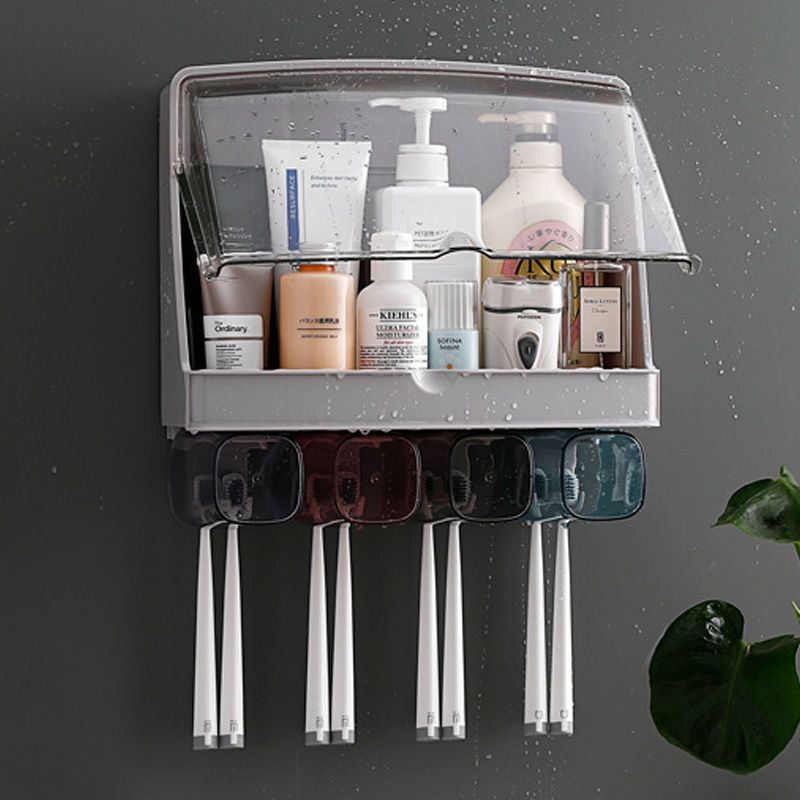 Rak Sikat Gigi Skincare Sabun Shampoo Besar Tempel Dinding / Rak Kaca Tutup Kamar Mandi