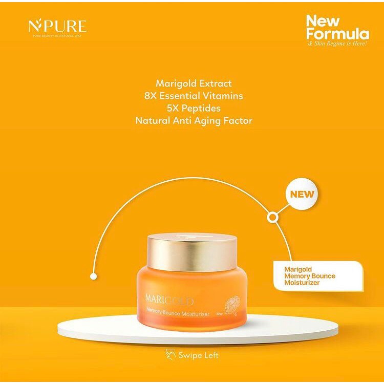 BPOM NPURE Marigold Memory Bounce Moisturizer Cream Krim Pelembab Wajah Anti Aging