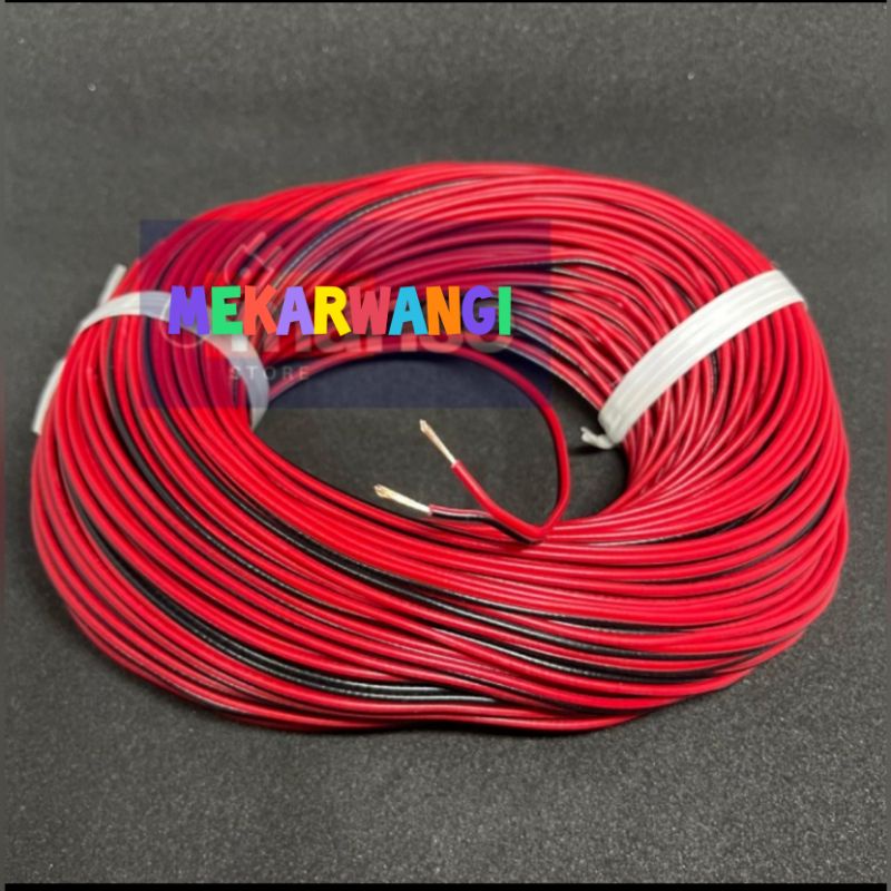 kabel awg 24 double 2x18 merah hitam / kabel awg24  0,12 50m