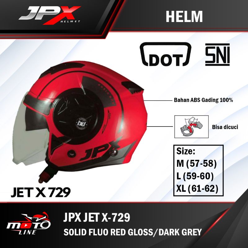 helm jpx jet 729 flo red gloss/dark gray half face