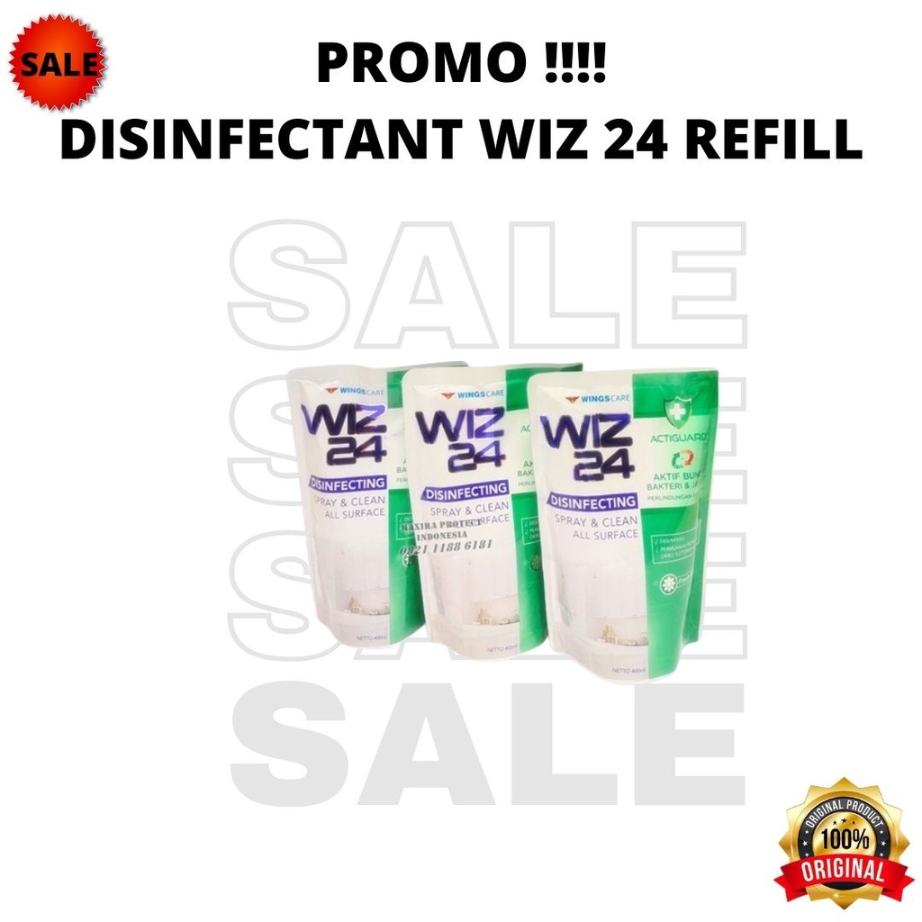 WIZ 24 DISINFECTANT REFILL HIJAU 400 ml
