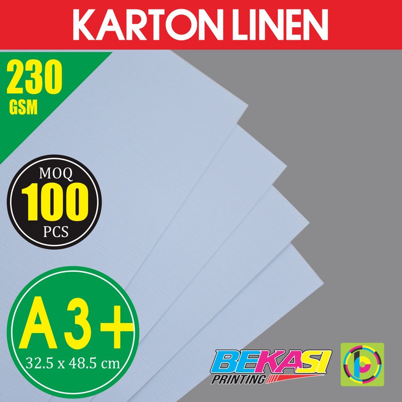 Kertas Karton Carton LINEN PUTIH 220 GSM Ukuran A3+ 32.5x48.5 cm isi 100 Lbr