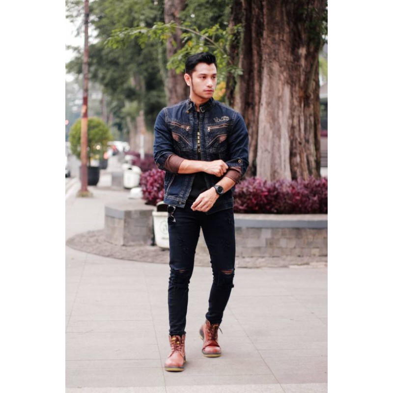 JAKET JEANS PRIA THE BERY KERAH HOODIE VARIASI MURAH