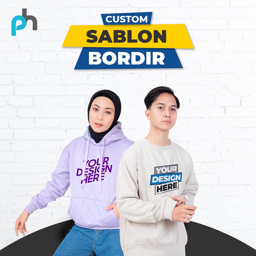 PABRIKHOODIE - HOODIE JUMPER / BASIC/KAOS  CUSTOM SIZE M - XXL (SABLON BORDIR) {PRIA &amp; WANITA}