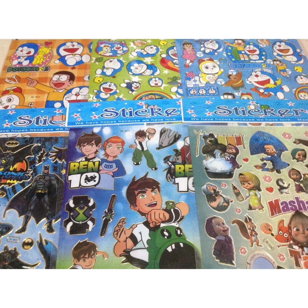 

Stiker doraemon batman ben10 marsha karakter kartun