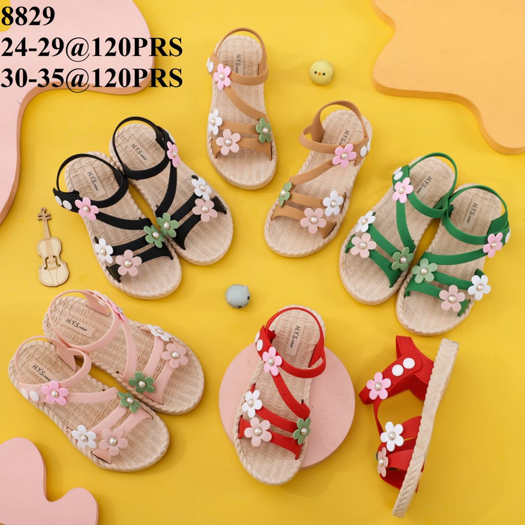 Sandal Anak Perempuan Bunga ELISIA Import 8829 / Sandal Karet Anak Tali Bunga Import Elastis Empuk Murah