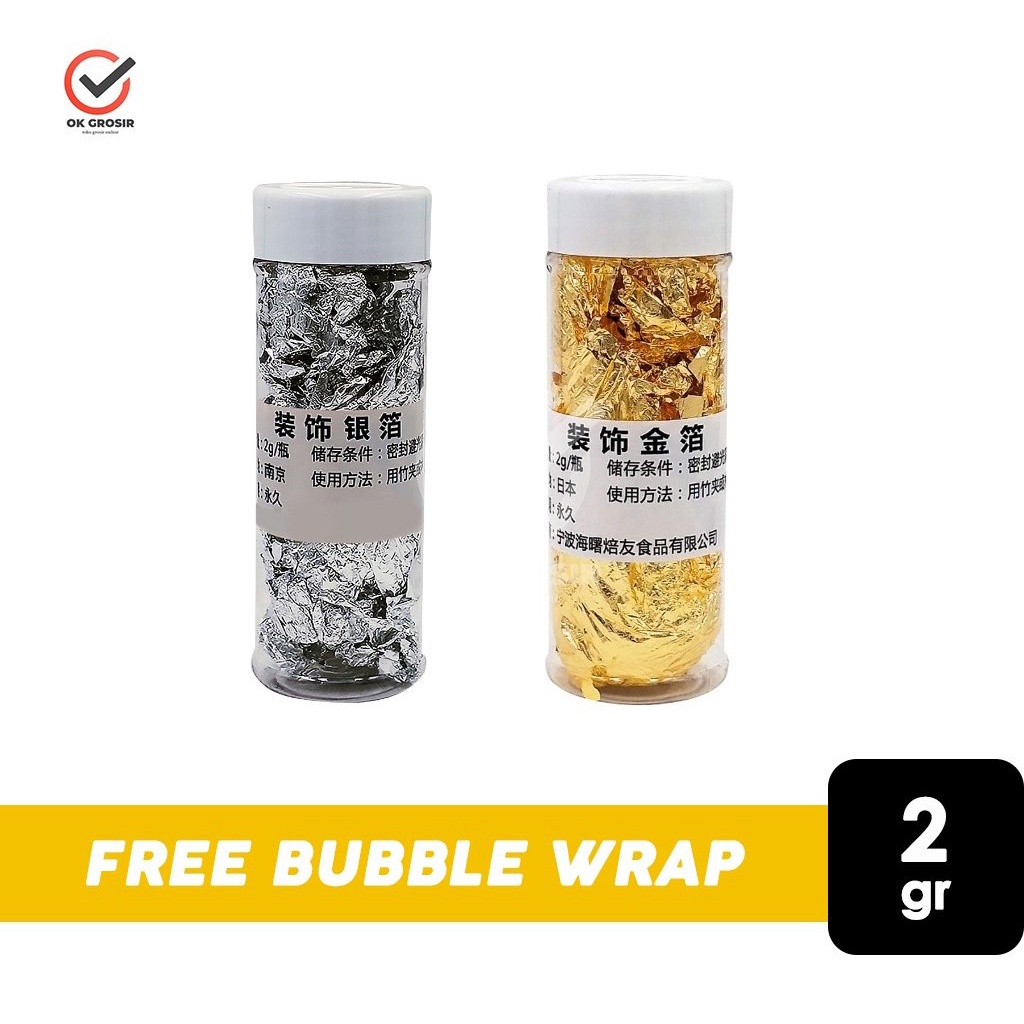 

Edible Foil Gold / Silver / Kertas Foil Emas (2 gr)