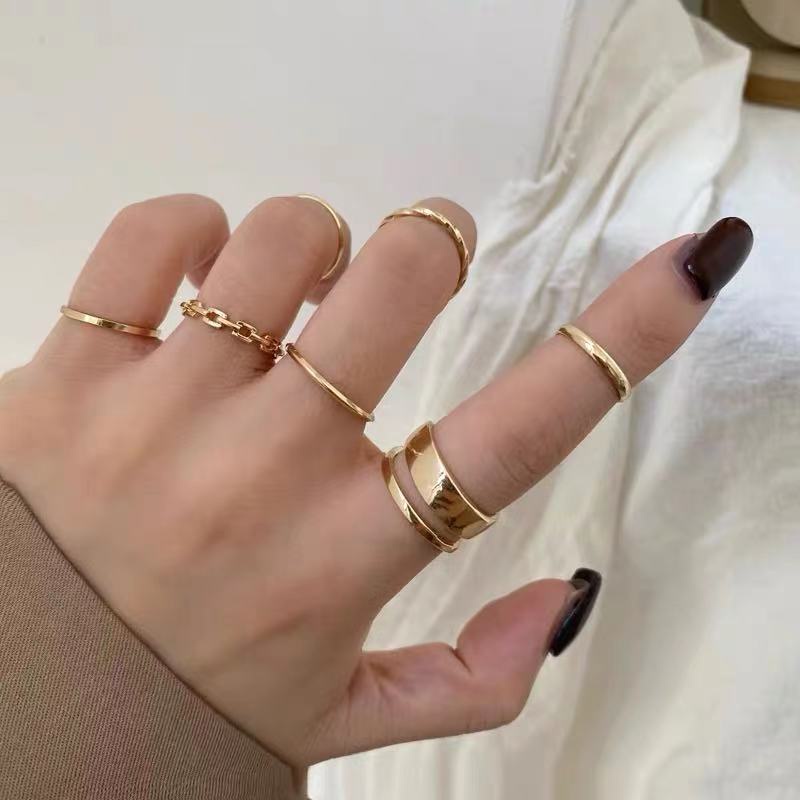 Fashion pribadi cincin Wanita's ins trendi dingin niche wanita suit minimalis hip hop retro sederhan