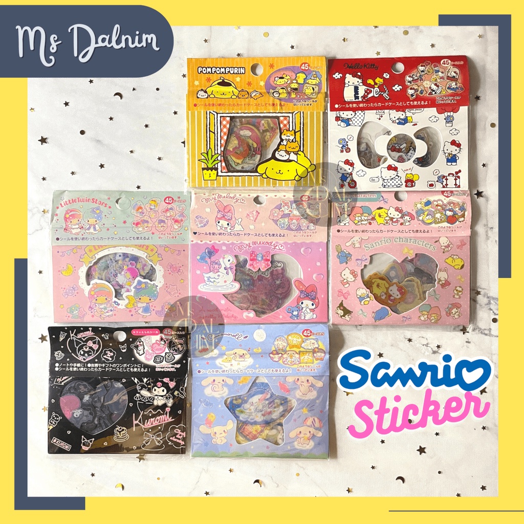 

Stiker Sanrio Transparan Isi 45pcs Aesthetic Lucu Korea Cute Deco Sticker Laser Glitter PVC Kuromi Cinnamoroll Hello Kitty Waterproof Dekorasi Journal Diary Bujo Photocard PC Holder Decor HP Kpop Cahol Kawaii DIY Planner Scrapbook Craft [ST12]
