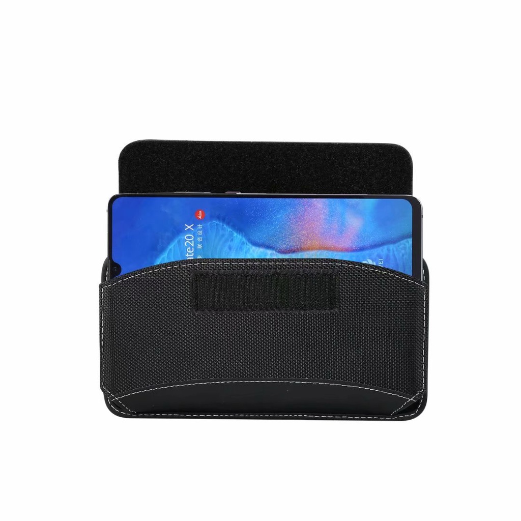 Sarung Dompet Tas Tempat HP Pinggang Pria Nylon Tanpa Magnet Kopel Horisontal Ukuran 6 - 7 Inch