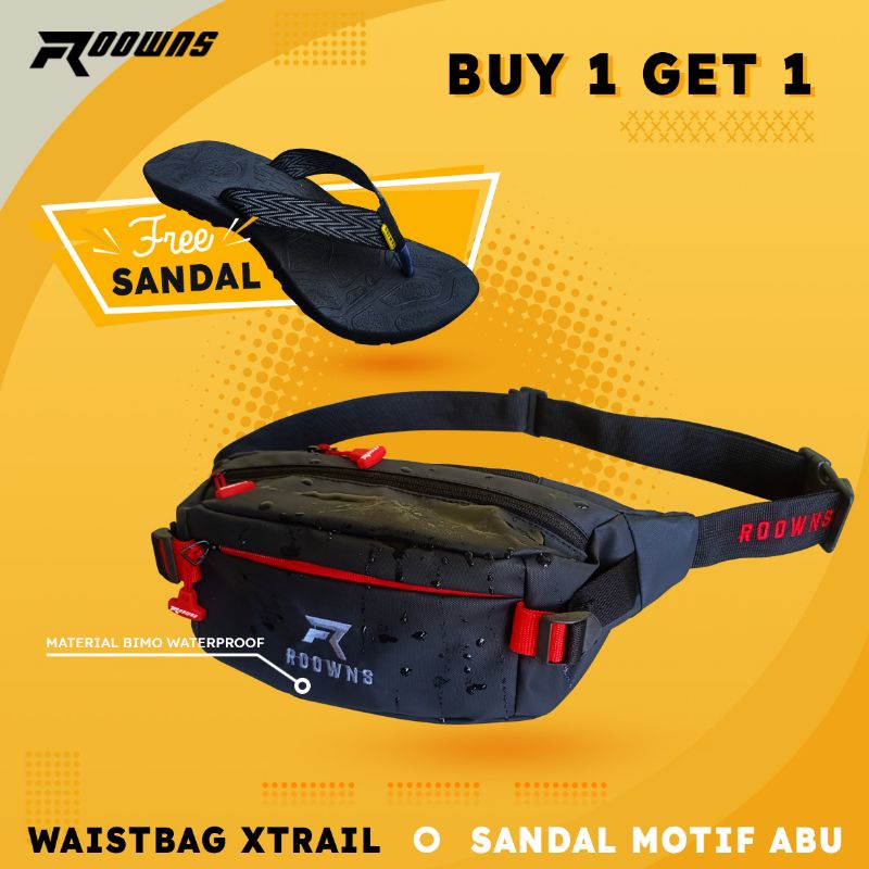 Tas Selempang Pria Waterproof Waist Bag FOSGATE Anti Air Free Sendal Gunung Jepit Xtrail