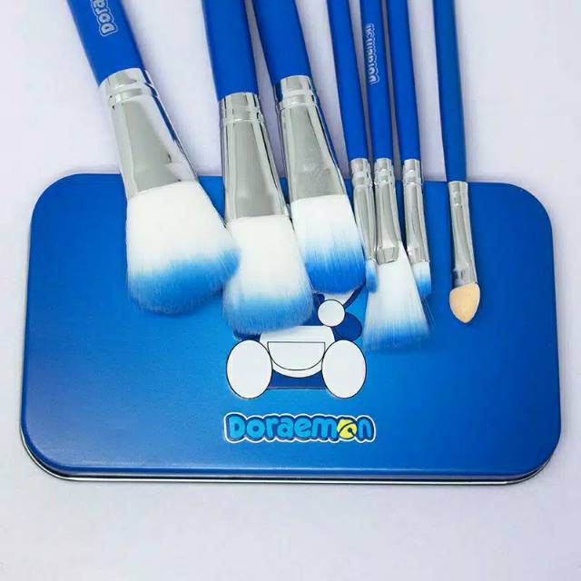 BRUSH DORAEMON 7 IN 1 BOX KALENG / BRUSH SET DORAEMON / DORAEMON MAKE UP BRUSH