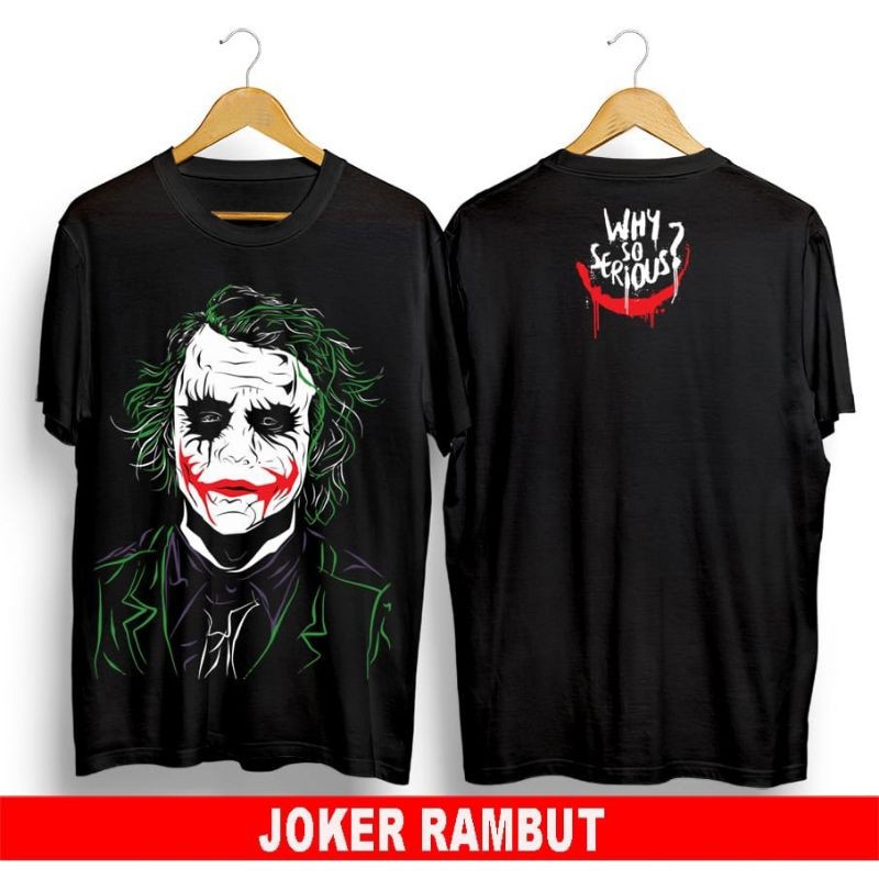 fourfashion - Kaos Pria Kaos Disto JOKER RAMBUT Black J005