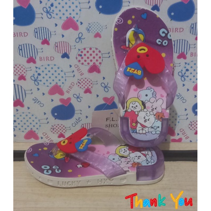 sandal jepit lampu anak cewek  karakter bts