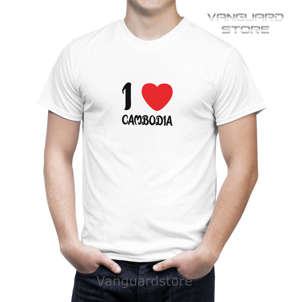 KAOS I LOVE CAMBODIA COMBED 20S COWOK WANITA PRIA COWO UKURAN BAYI - DEWASA JUMBO BIG SIZE 0 - 4XL