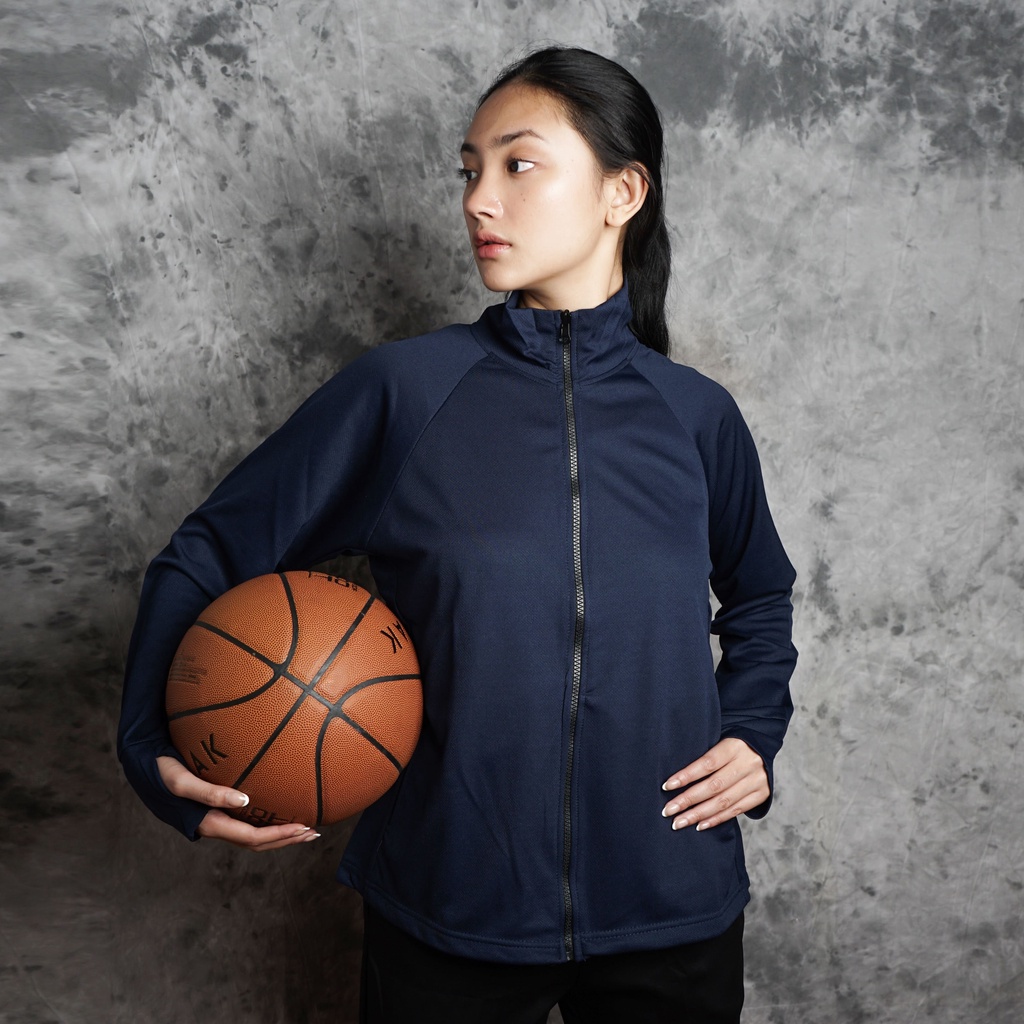 DONSON Sportswear Jacket Sporty Wanita Tangan Kimono Extra Fine Polyester Warna Navy Ukuran Standar dan Jumbo