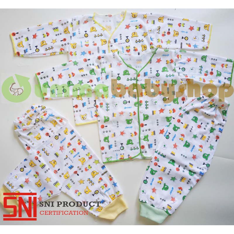 Perlengkapan Bayi Baru Lahir SQ Print SNI Setelan Bayi Baju Celana Pop Singlet Sarung Tangan Topi