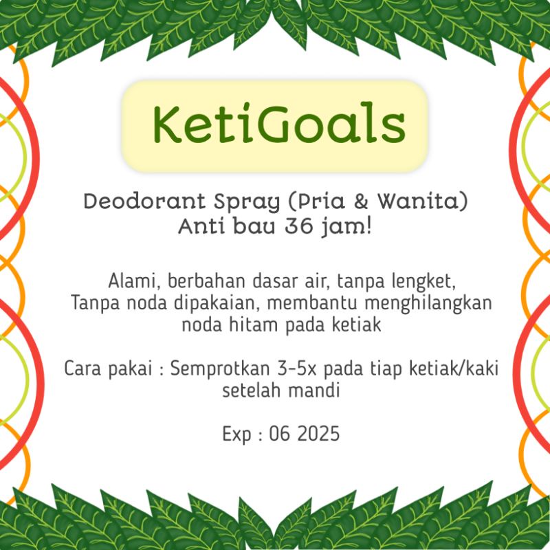 KetiGoals Deodorant Spray 60ml Keti Goals obat ketiak