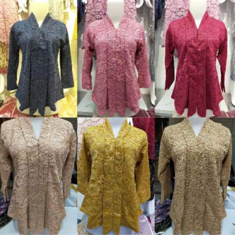 PROMO !!! ATASAN KEBAYA FLOY BRUKAT SERI WARNA DAN UKURAN / KEBAYA KUTUBARU