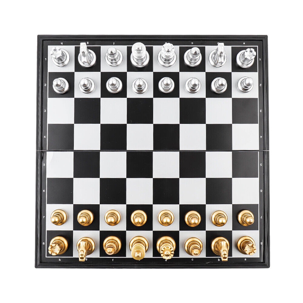 New Magnetic Chess Board Medieval Catur Set Lipat Portable 32emas Perak Catur Potongan Berkualitas Permainan Catur Mainan Hadiah