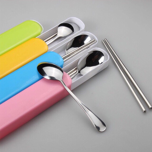 TRAVELMATE/Set Alat Makan (Sendok Garpu Sumpit) Stainless Steel tebal termurah!