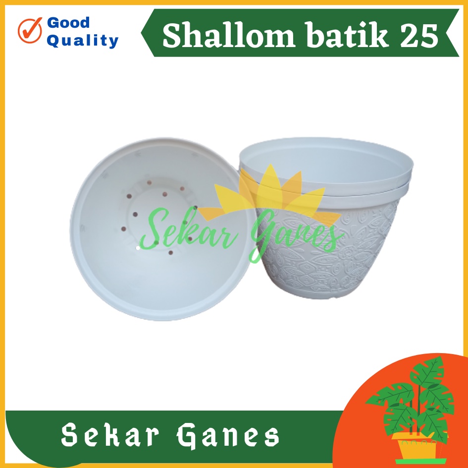 Sekarganes Pot Shallom Batik 25 Putih Pot Bunga Motif Batik Timbul Pot Bunga Besar Murah Tebal Bagus Bukan Pot Shallom Glory Glori 30 35 40