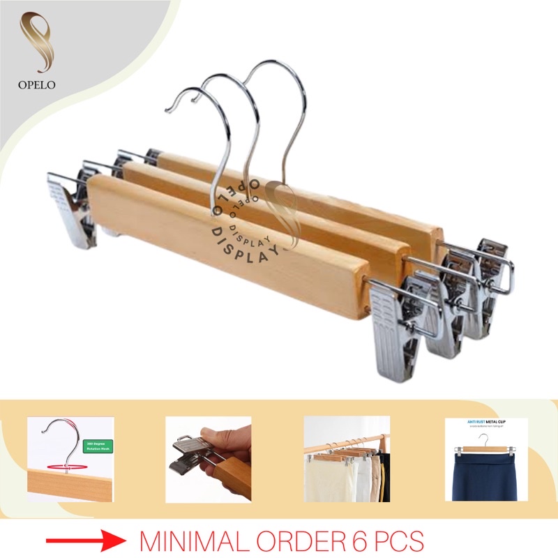 HANGER JEPIT KAYU METAL CLIP DEWASA NATURAL ( LK )