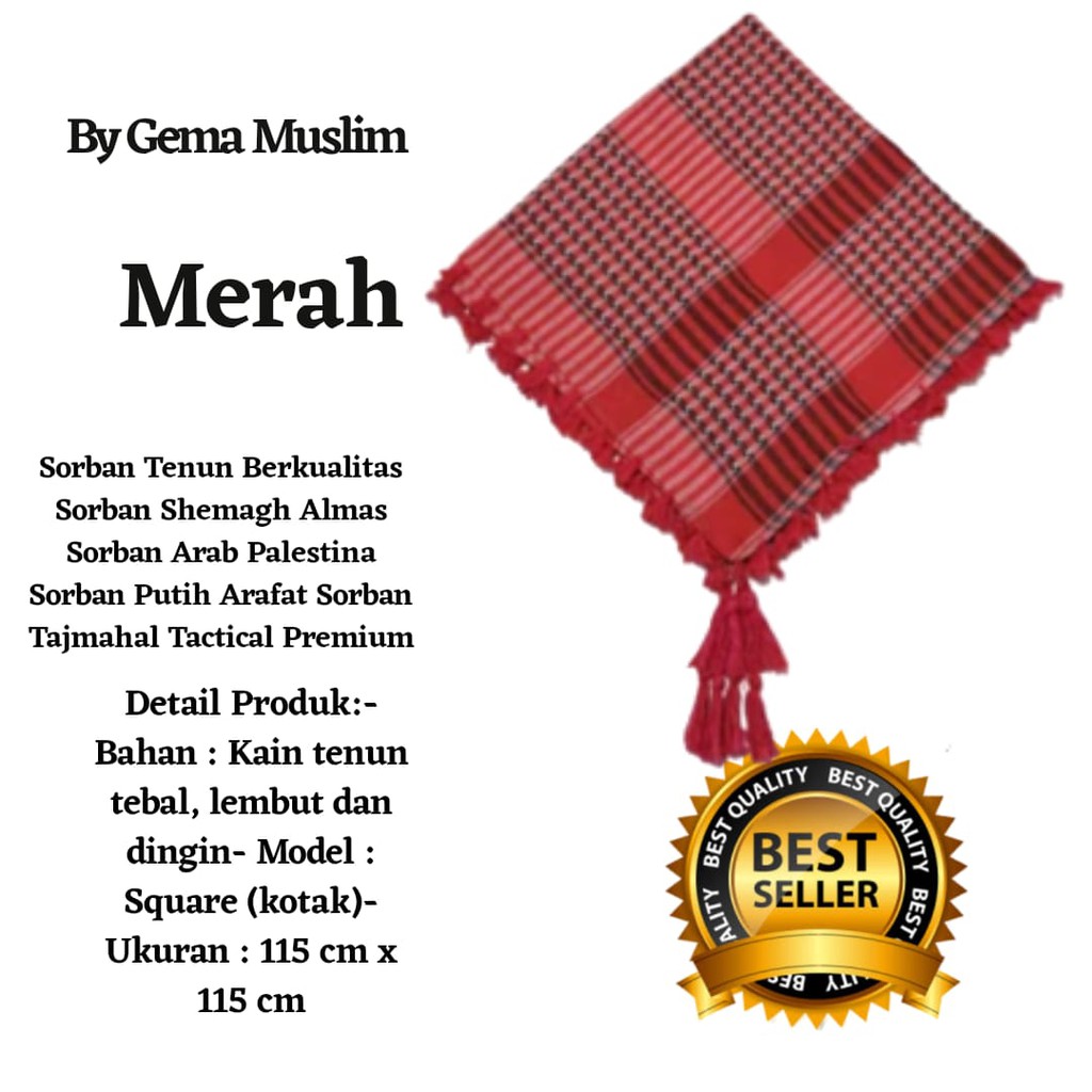 sorban gema kotak merah rumbai