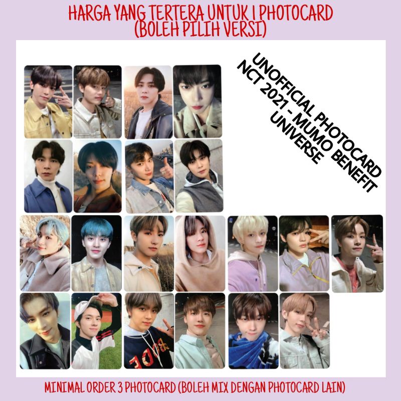 UNOFFICIAL PHOTOCARD NCT 2021 - MUMO BENEFIT UNIVERSE MURAH KPOP