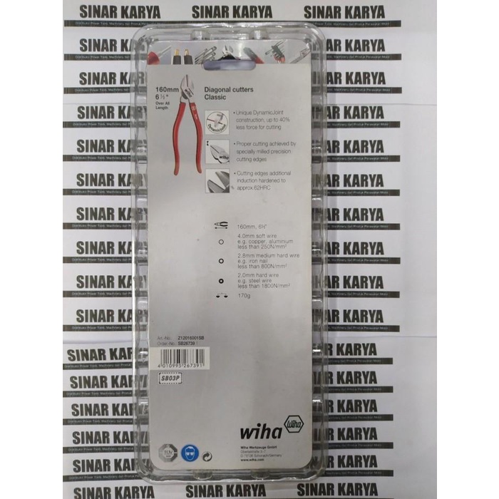 Tang Potong / Tang Wiha Z 12 0 01 Classic Plier Diagonal Cutter Stripping Station