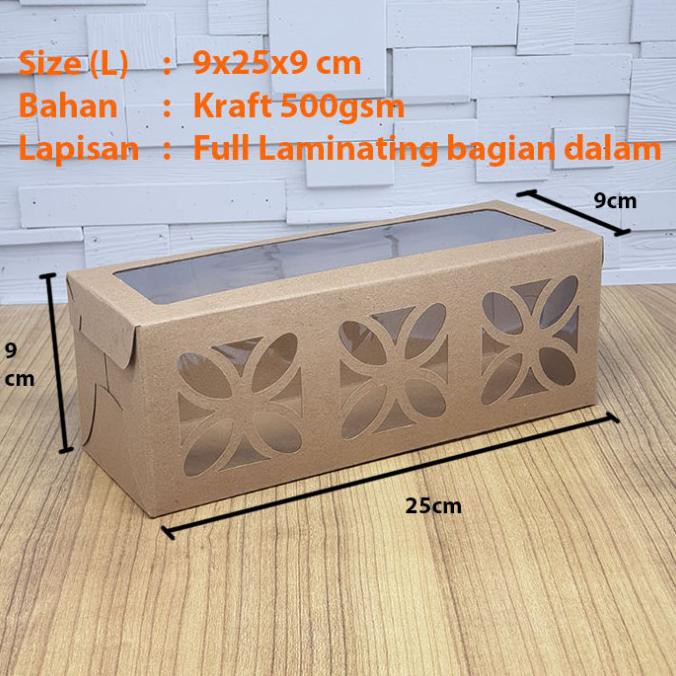

BARU Cake Box / Dus / Kotak kue bolu gulung laminasi Size M (9x25x9)