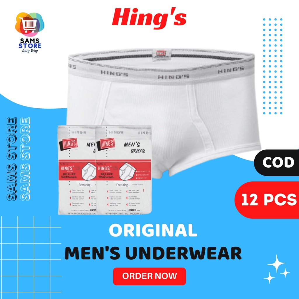 Celana Dalam Hings Isi 12 Pcs 125 B Classic Putih Pria Dewasa Sempak Bokser Laki laki Dewasa Selempa