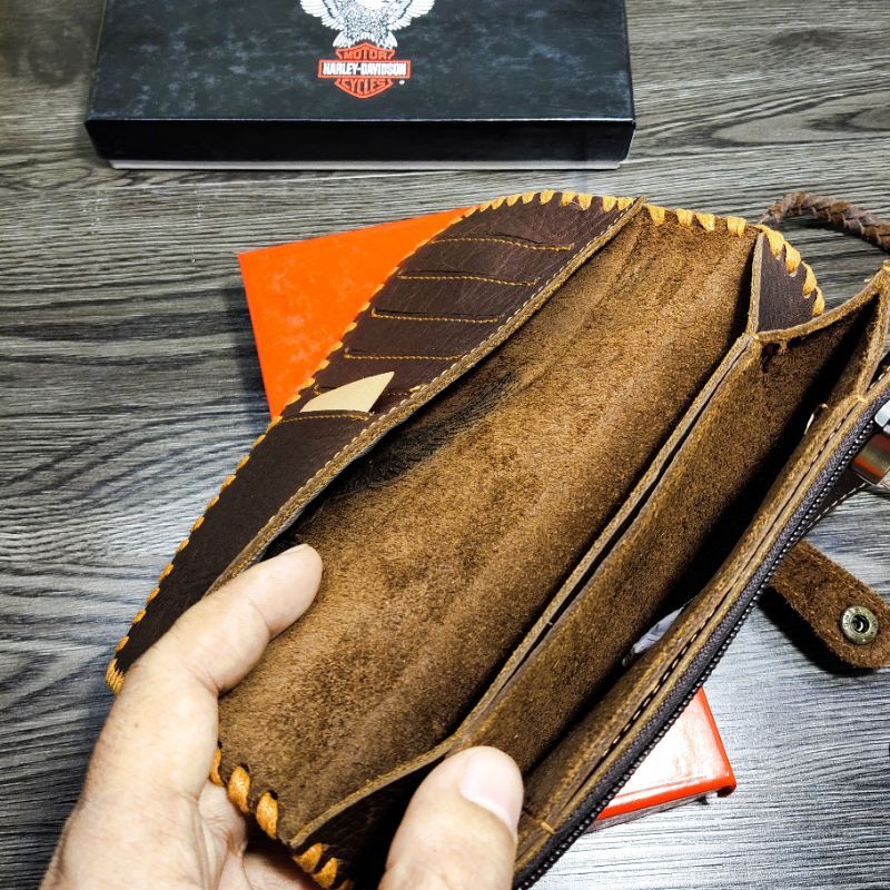 Dompet kulit pria dompet panjang Harley-Davidson kulit asli import- dompet biker hd original leather