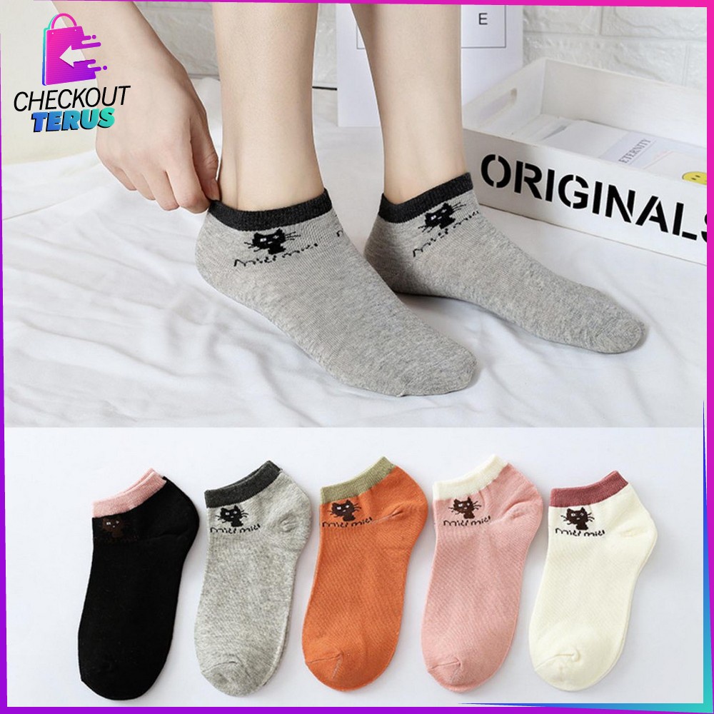 CT P119 Kaos Kaki Wanita Motif Kucing Kaos Kaki Semata Kaki Cat Ankle Socks Kaos Kaki Lucu Wanita Fashion Korea Style Kaos Kaki Wanita Dewasa Kaos Kaki Motif Lucu