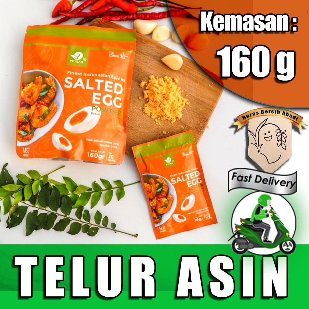 

Bumbu Telur Asin Bubuk Emaku, Salted Egg Powder Non MSG Pouch 160 gram