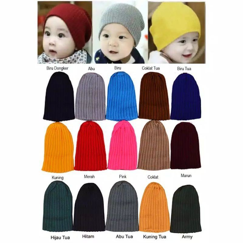 Topi Kupluk Bayi Rajut Salur / Kupluk Bayi Polos / Kupluk Salur Anak