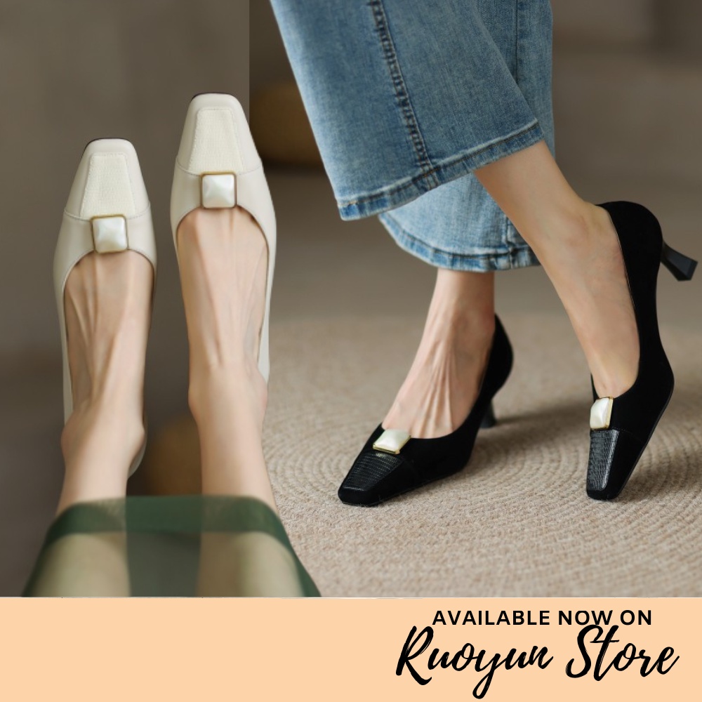 RYS - Dotie Square Sepatu Heels Slip-On Wanita Fashion Casual / Kantor - Ori Import