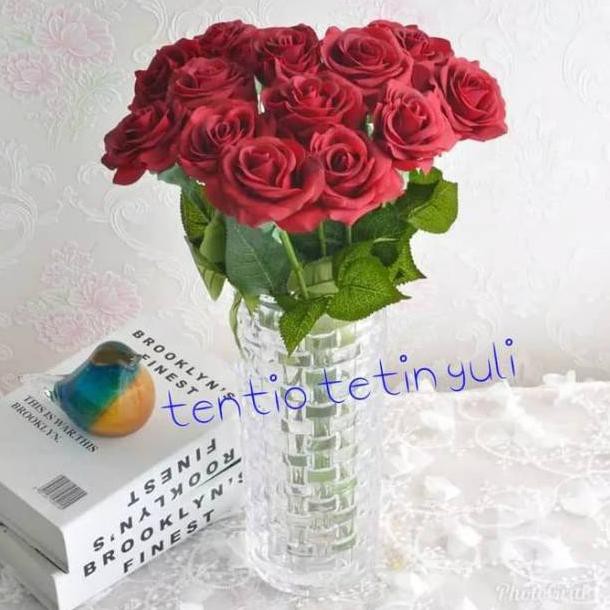 Bunga mawar latex / bunga mawar artificial latex impor (KODE Q1041)