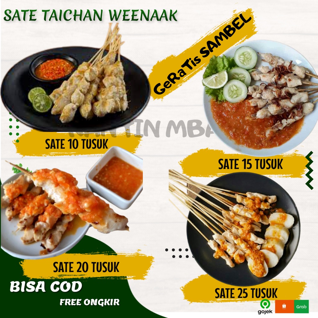 

SATE TAICHAN 10 25 TUSUK DAGING AYAM MURNI ENAK RICA EATER