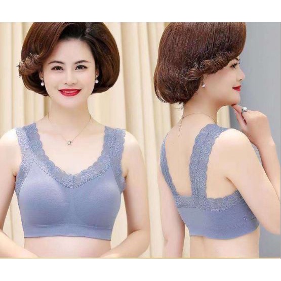 BV.ID BR025 BH WANITA SPORTS BRA V-NECK AKSEN HEM LACE DENGAN PAD BUSA UNTUK YOGA COD