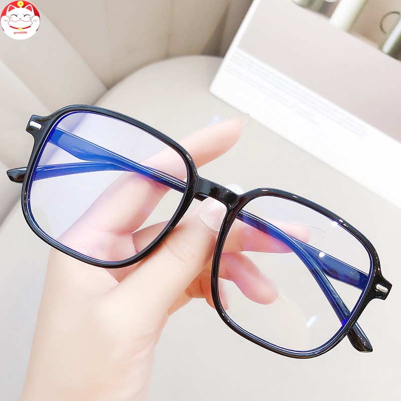 Blue Light Blocking Glasses Big Frame Computer Use Lightweight Anti Eyestrain Retro Flat Mirror Glasses for Women Men