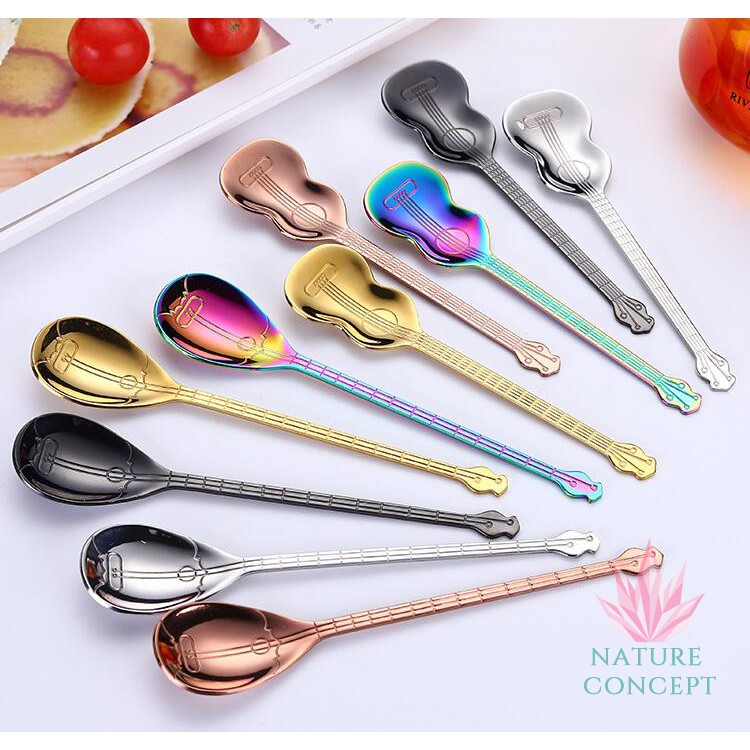 Stainless Steel Unique Guitar Coffee Spoon Children Spoon Gift Spoon sendok unik Gitar