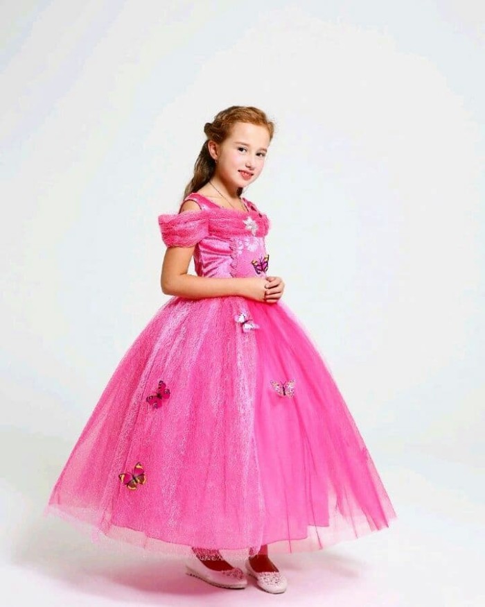 Dress Baju Kostum Gaun Princess Putri Cinderella Pink Tangan Pendek 120 Shopee Indonesia