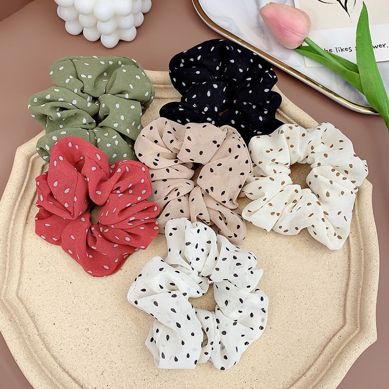 Scrunchie / Ikat Rambut Bahan Sifon Motif Polkadot Untuk Wanita/Cemol/cepol rambut/Scrunchie jumbo