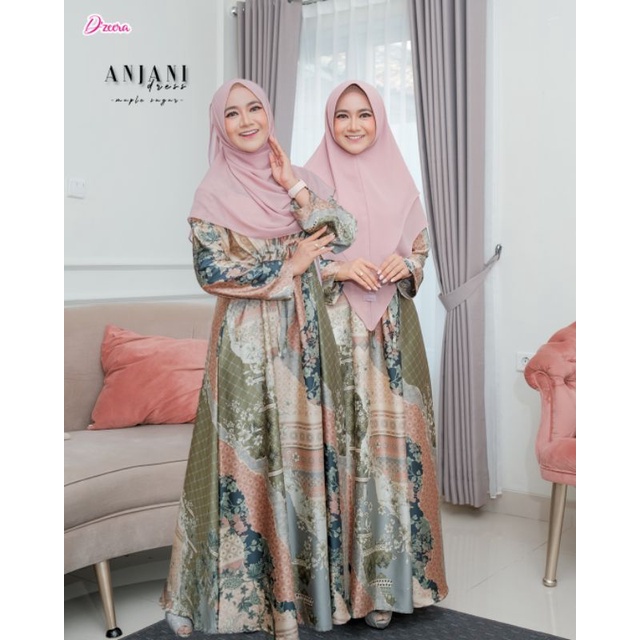 DZEERA - ANJANI DRESS MOM /gamis wanita muslimah motif bahan allure silk premium