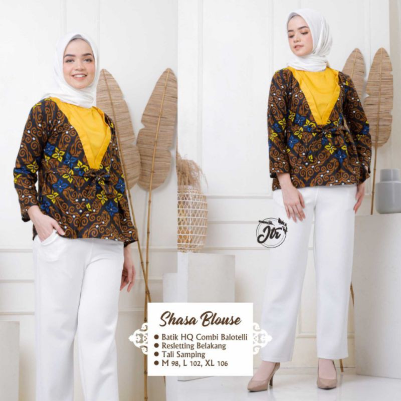 tey-17 Batik wanita ASJ SA HRB026 Kenongo Kemeja Tosca Pendek-Kode A