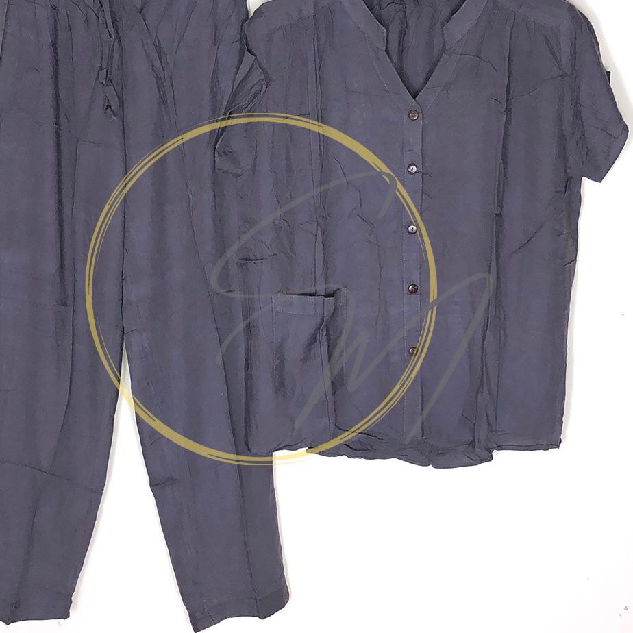 ❅ Baju Tidur Piyama Setelan Wanita Rayon CP Celana Panjang - Polos ۞