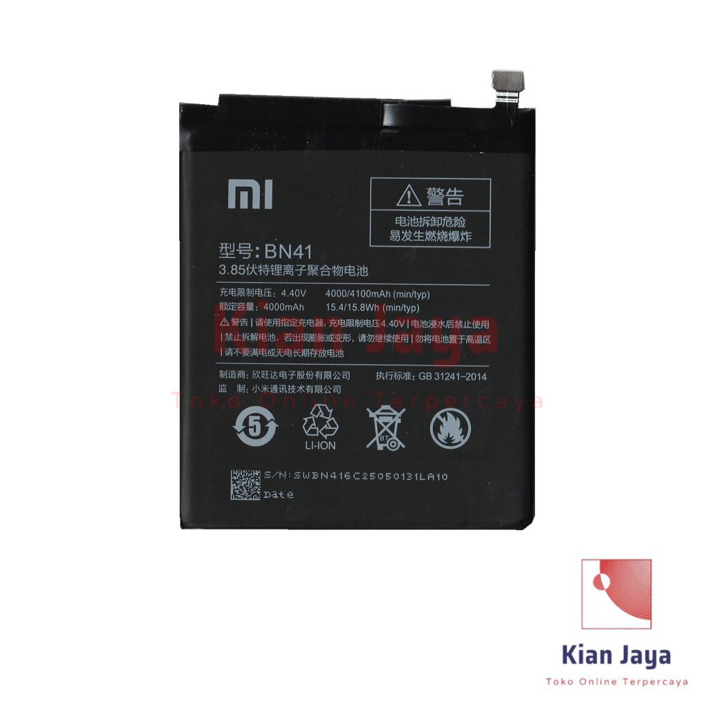 Baterai Hp XiaoMi Redmi Note 4 BN41 Original OEM Batrai Batre Battery Xiao Mi BN 41